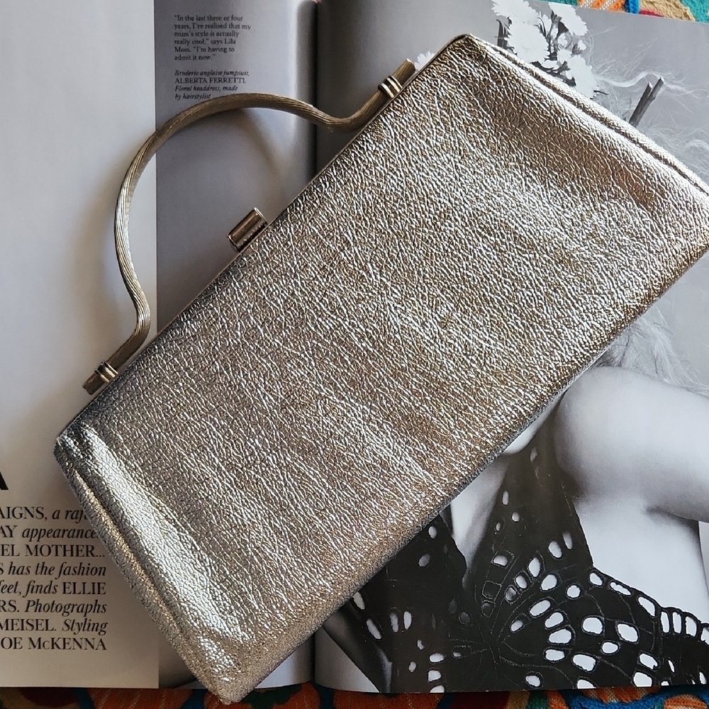 Vintage Metallic Silver Clutch
